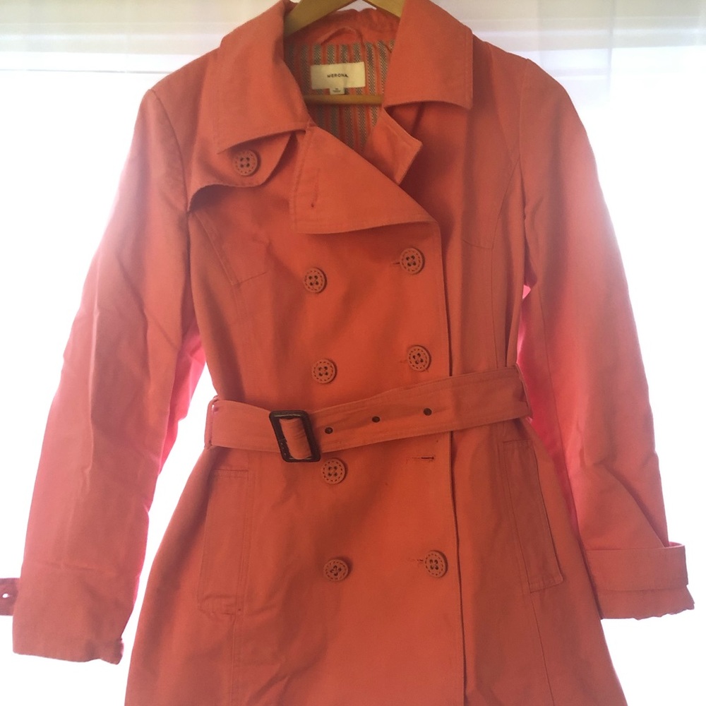 Merona Coral trench coat size M